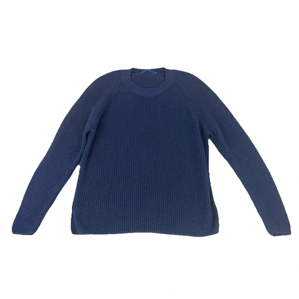J. McLaughlin Long Sleeve Linen Blend Pullover Sweater Womens Large Blue Coastal